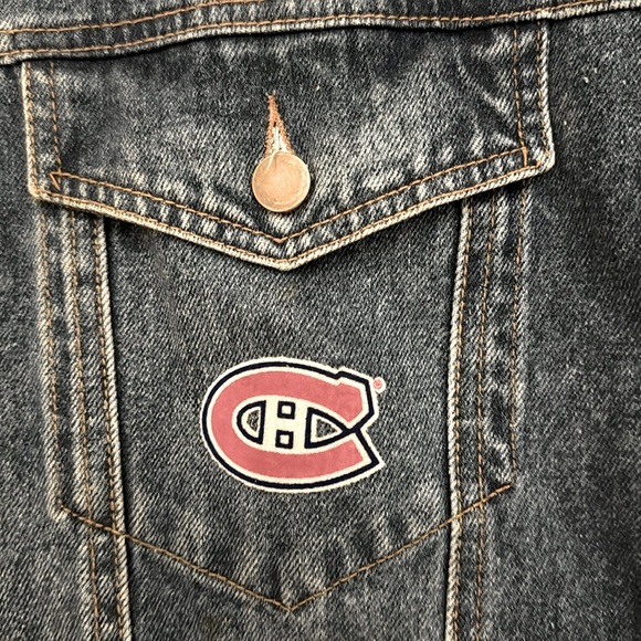 Vintage Montreal Canadiens Street Legends NHL Denim Jacket 90s w/ Removable Hood - Picture 3 of 7
